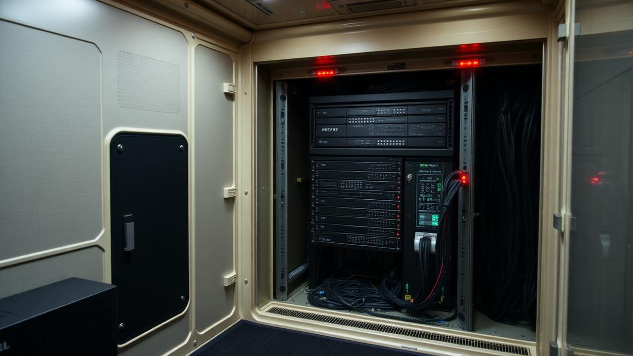 A ruggedised server rack running coordination infrastructure inside a secure equipment shelter